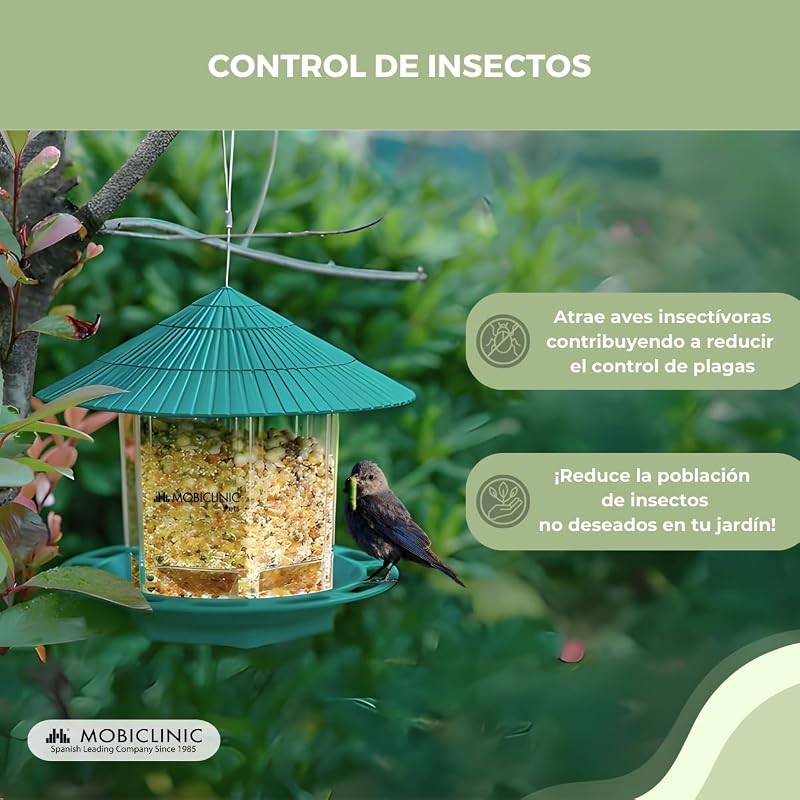 ®, Comedero Colgante para Pájaros, Exterior, Capacidad 1.2L, Balcón y jardín, Educación al Aire Libre, Pico, Alimentación de Aves, Elemento Decorativo