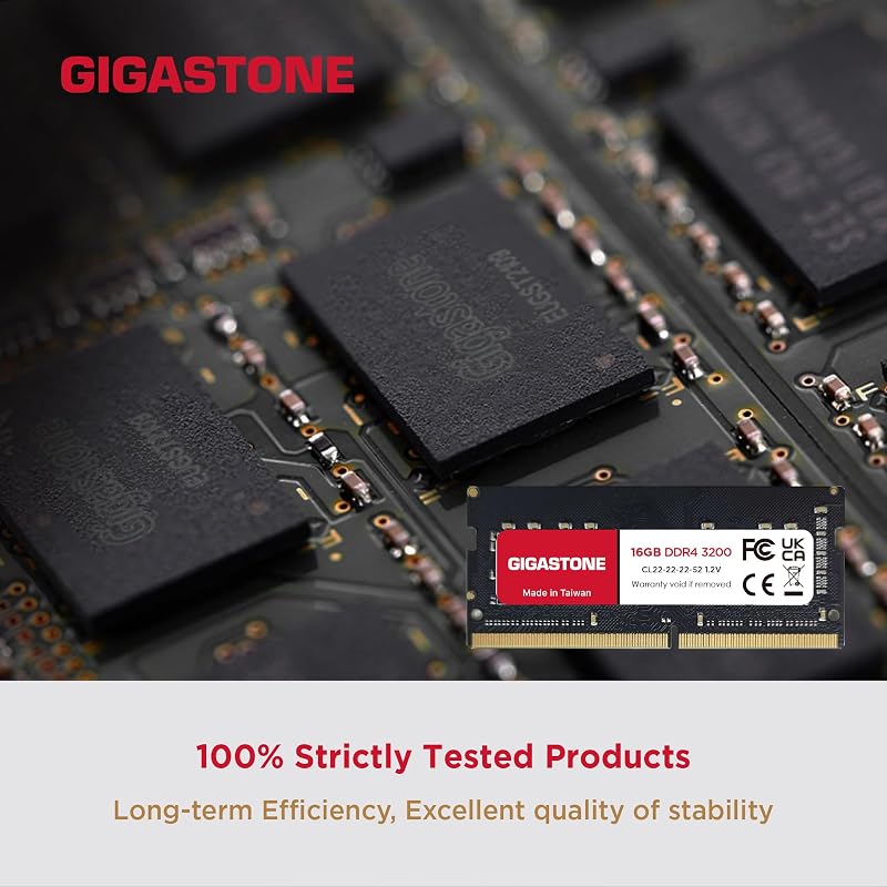 【DDR4 RAM Solo Notebook】GIGASTONE 32GB Kit(2x16GB) DDR4 3200MHz (2933MHz or 2666MHz) PC4-25600 (PC4-23400, 21300) CL22 1.2V SODIMM 260pin Memoria notebook–Unbuffered Non-ECC, alte prestazioni