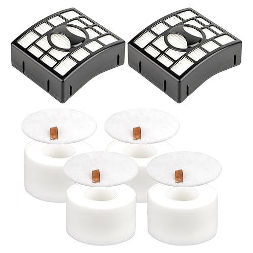 (6 Pack) NV680 2 HEPA Filters + 4 Foam Filters for Shark NV801UKT NZ801UK NZ801UKT NV680 NV681 NV682 NV683 NV800 NV801 NV803 UV810 NV620 AX910, Replacement HEPA Filter, Compare to XHF680 & XFF680