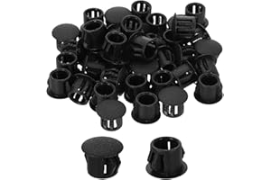 uxcell 40Pcs Plastic Hole Plugs, 10mm(3/8") Flush Type Panel Plugs, Round Snap Knockout Locking Plugs for Furniture Insert En