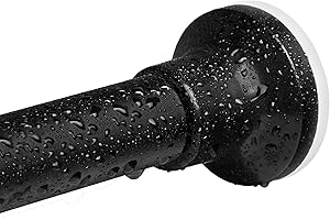 WIDYANA Shower Curtain Rod Tension No Drill, 44-75 Inch Matte Black Spring Rust-Resistance Adjustable Curtain Rod for Bathroom Shower Stall, RV, Windows, Closet