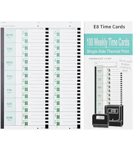 Amazon.com : Lathem E8-100 Weekly Time Cards, Thermal Print - Pack
