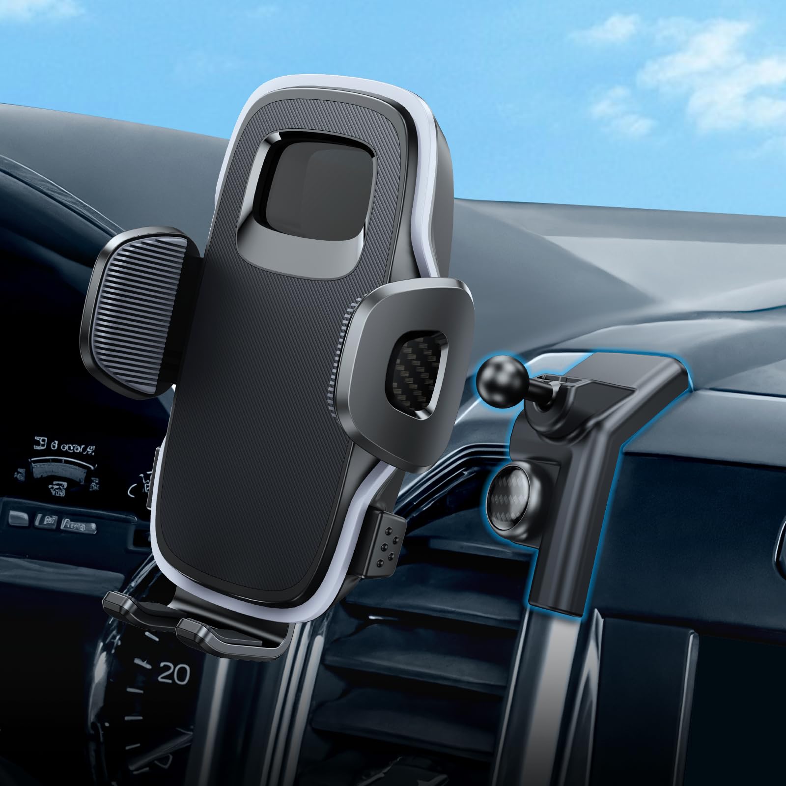 ELOHEI Phone Mount for Ford F-150 with Custom Base, Custom Fit Car Phone Holder for F150 2015 2016 2017 2018 2019 2020 Car Accessories (HE05)