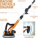 MAXXT Electric Foldable Drywall Sander with LED Light 225mm Disc 600-1900 RPM view 6