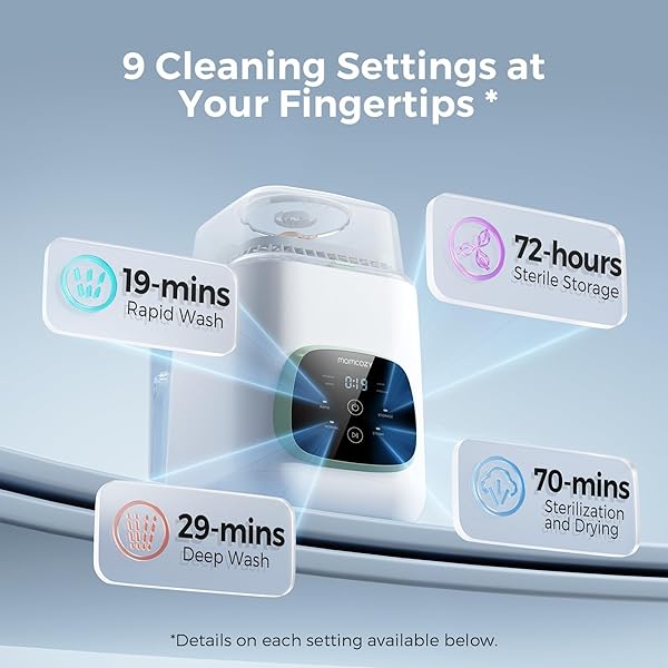 MOMCOZY KLEANPAL PRO BABY BOTTLE WASHER, STERILIZER & DRYER – ALL-IN-ONE CLEANING MACHINE FOR BOTTLES, PUMP PARTS & BABY ESSENTIALS – TIME-SAVING & EFFORTLESS CARE