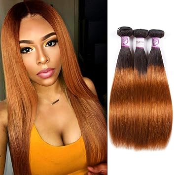 Racily Hair 1b 30 Ombre Brazilian Hair Straight 3 Bundles Color