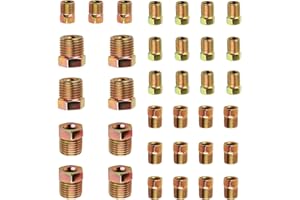 YGDMD 35PCS Brake Line Fitting Kit,Brake Line Fittings Assortment for 3/16" and 1/4" Brake Line Inverted Flares,Include 19PCS 3/16 Brake Line Fitting and 16PCS 1/4 Brake Line Fittings