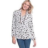 MULTIPLES Womens Long Sleeves Drawstring Collar Hi-lo Top