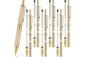 Janlaugh 6 Pcs Retractable Pen Kits for Wood Turning 8 mm Click Pen Kits with Refills Lathe Turning Supplies for Pen Making Woodturning Project DIY Friend Gifts Supplies