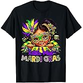Little Miss Mardi Gras Parades Messy Bun Kids Girls Toddler T-Shirt