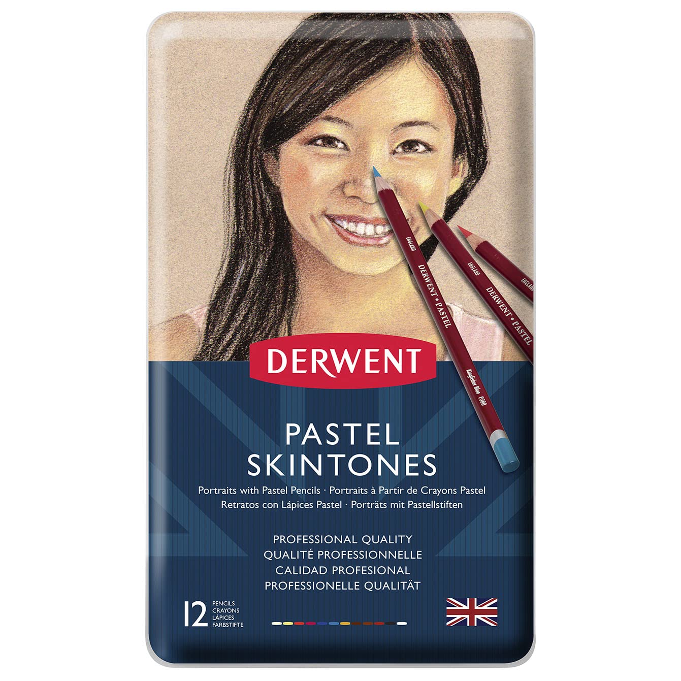 Derwent Pastel Portrait Pencils, Drawing & Writing, Set Of 12 Colouring Pencils For Portrait Drawing, Ideal For Blending & Detailing, Professional Quality, 2300563