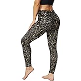 UIUO-UIPEU Women's Printed Yoga Pants with Pockets 7/8 Workout Leggings for Women Tummy Control Compression Leggings