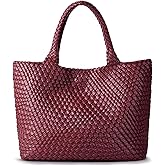 JOTOFIT Woven Shoulder Bag for Women, Fashion Top Handle Soft Vegan Leather Shopper