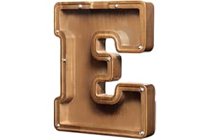 AORCMITN Large Wooden Letter Coin Personalized Piggy Bank for Boys Girls Kids Toddler Adults Money Bank Best Gift for Friends (9.2 Inch-E)