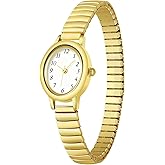 LAIMAI Small Gold Watches for Women Stainless Steel Expansion Band,Analog Womens Watch with Daily Waterproof