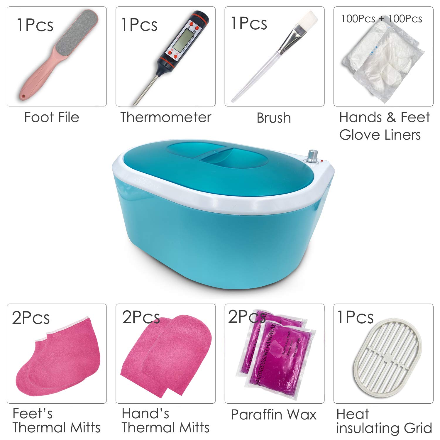 Paraffin Wax Machine - Paraffin Bath for Smooth and Soft Skin - Quick Heating 2500ml Large Capacity Paraffin Wax Warmer for hand and feet with Paraffin Wax for SPA & Arthritis Treatment (Green) : Beauty