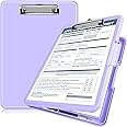 ANZNKU Storage Clipboard Heavy Duty, Clipboard with Storage 13.3x9.6 inches, Side Opening Plastic Clipboard, Nursing Clipboard Foldable, Letter Size Smooth Writing for Work, Study(Light Purple)
