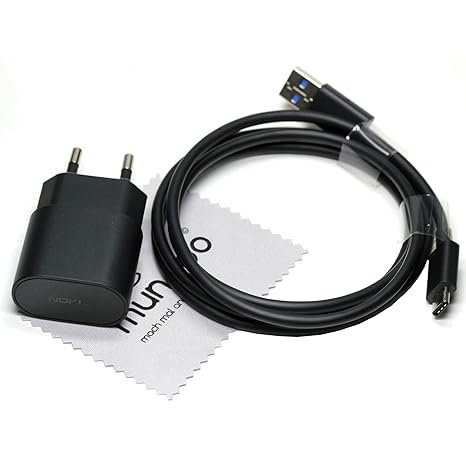 Ladegerät für Microsoft 02737X3 USB Schnellladegerät AC-60E + CA-232CD Ladekabel Typ C Lumia 950 950 XL schwarz mit mungoo Di