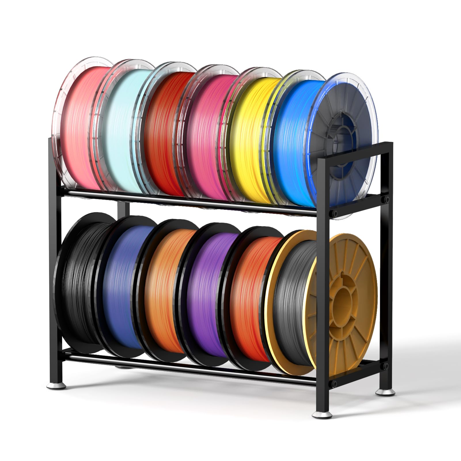 Photo 1 of 3D Printer Filament Storage Rack Desktop - 2 Tiers Metal Filament Spool Holder Organizer, Heavy Duty 3D Filament Storage Rack for 3D Printing PLA/ABS/TPU Filaments, for Home, Office Workshop, Studio