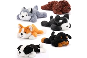 Harrycle 6 Pcs 8 Inch Stuffed Animal Plush Dog Puppy Soft Plush Pillow Toy Fluffy Puppy Set for Kids Girls Dog Theme Party Favor Birthday Baby Room Home Decor(Classic Color,Lovely)