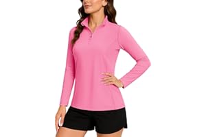 TACVASEN Women's UPF 50+ Sun Protection Shirt Long Sleeve Quick Dry 1/4 Zip Lightweight UV Workout Shirt Running Golf Hiking