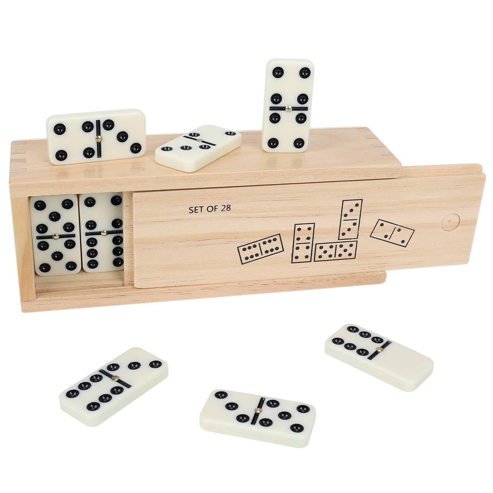 Photo 1 of GOTHINK Dominos Set for Adults with Leather Box - Tile Dot Dominoes Games Set for Family Night Travel Game - Classic Party Board Game Ideal (Double 6 Dominoes with Wooden Box)