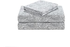 Comfort Spaces 100% Cotton Sheet Set Breathable, Lightweight, Soft with 14" Elastic Pocket Fits up to 16" Mattress, All Season Cozy Bedding, Matching Pillow Case, Cal King Paisley Multi 4 Piece