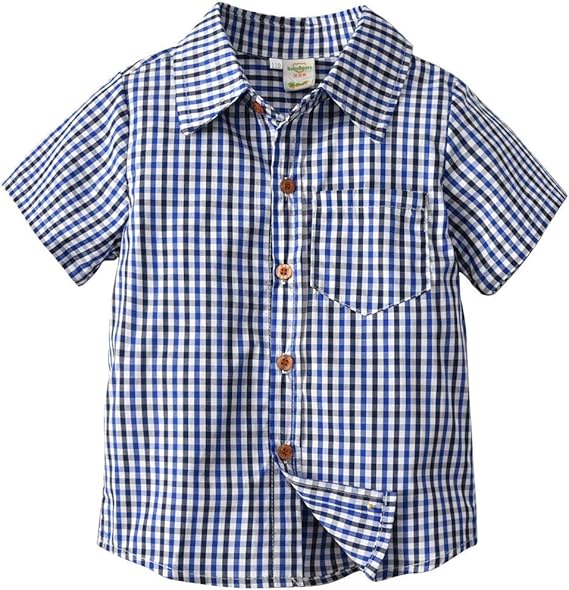 Amazon Littlespring チェック シャツ 子供服 男の子 半袖シャツ ポケット付 ボタンダウン ワイシャツ キッズ服 夏 シャツ 通販