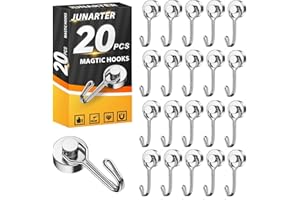 Junarter 20 Pack Magnetic Hooks, 25LBS Magnetic Hooks Heavy Duty, Swivel Swing Magnetic Hook for Hanging, Magnet Hook for Cruise Cabins, Kitchen, Home, Office, Garage, Grill