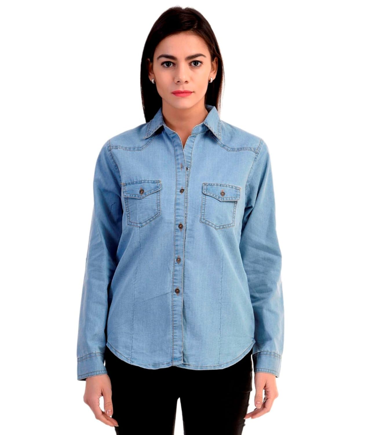 light blue denim shirt womens