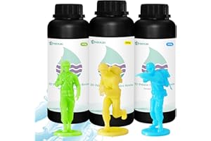 Mika3D 3D Printing UV-Curing Resin Standard Tough Rigid, 3 Colors Lime Green/Yellow/Sky Blue, Each Bottle 0.5kg, Total 1.5kgs High Impact Resistance Photopolymer 3D Resin for LCD DLP Printer