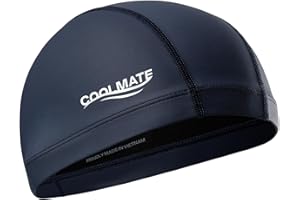 COOLMATE GLOBAL COOLMATE Fabric Swim Cap for Adult, Kid, Silicone Waterproof Layer, Cloth Swim Cap for Boy, Girl, Lightweight and Comfortable, Perfect for Pool, Beach, Lap Swimming (Legend Ink, M)