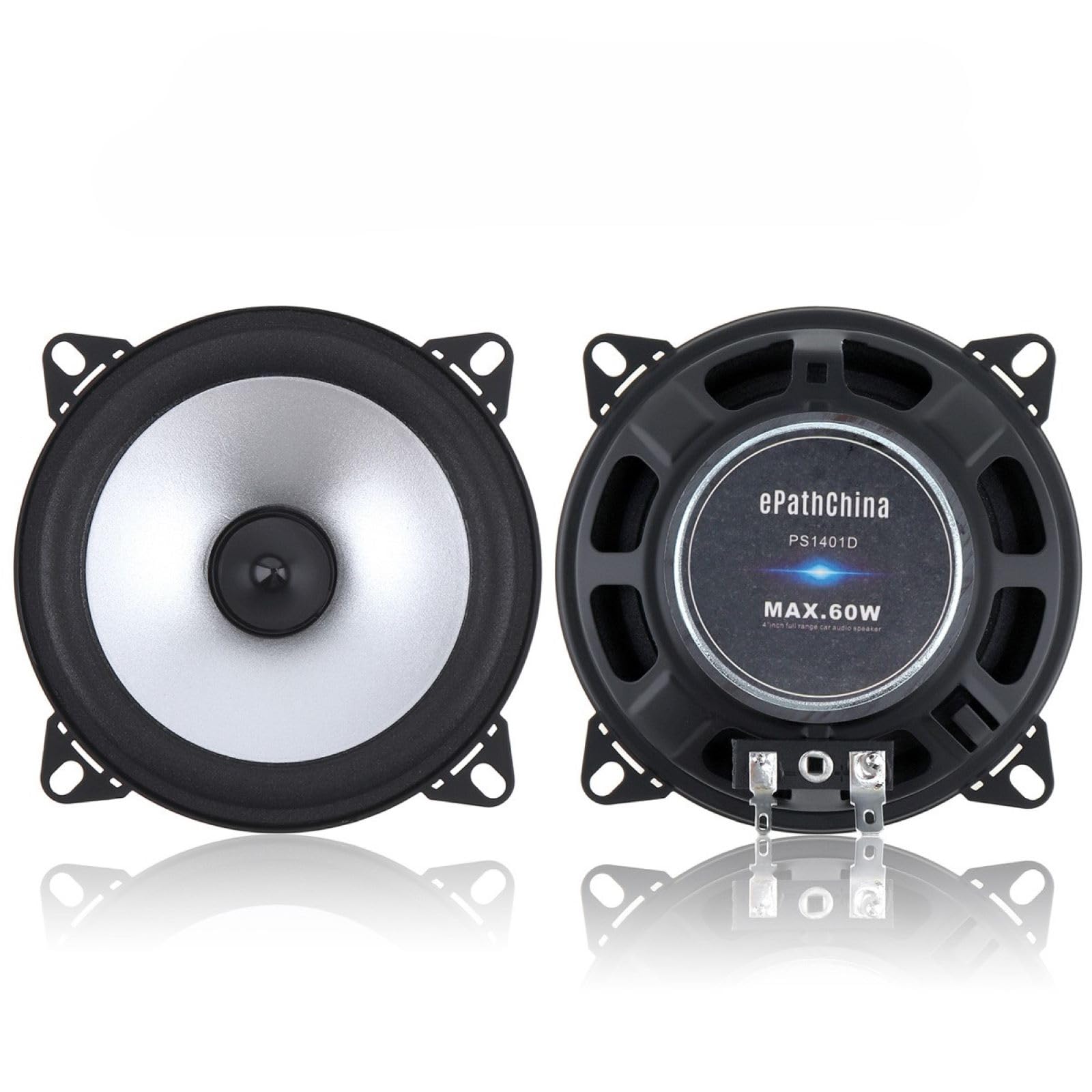 ePathChina 2pcs 4 Inch 60W 2 Way Car Coaxial Vehicle Door Auto Audio Music Stereo Full Range Frequency Hifi Speakers