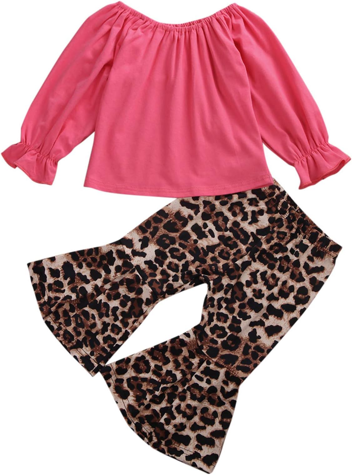 2PCS Baby Girl Off Shoulder Tube Top Shirt+Ruffle Floral Pants Casual Clothing