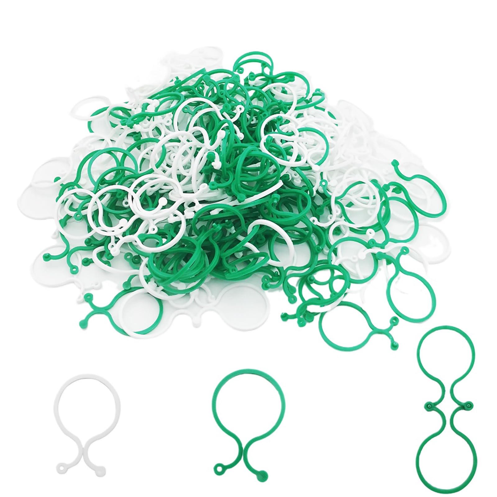 Garden Plant Support Rings, CTRICALVER 200 pcs Plant Support Rings, Reusable for Supporting Stems or Straightening Plant Vines Tool (Green+white)