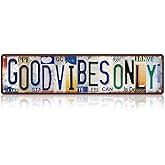 Vintage Good Vibes Only Metal Tin Signs Street Signs Man Cave Bar Cafe Home Wall Decor 16 x 4 Inches