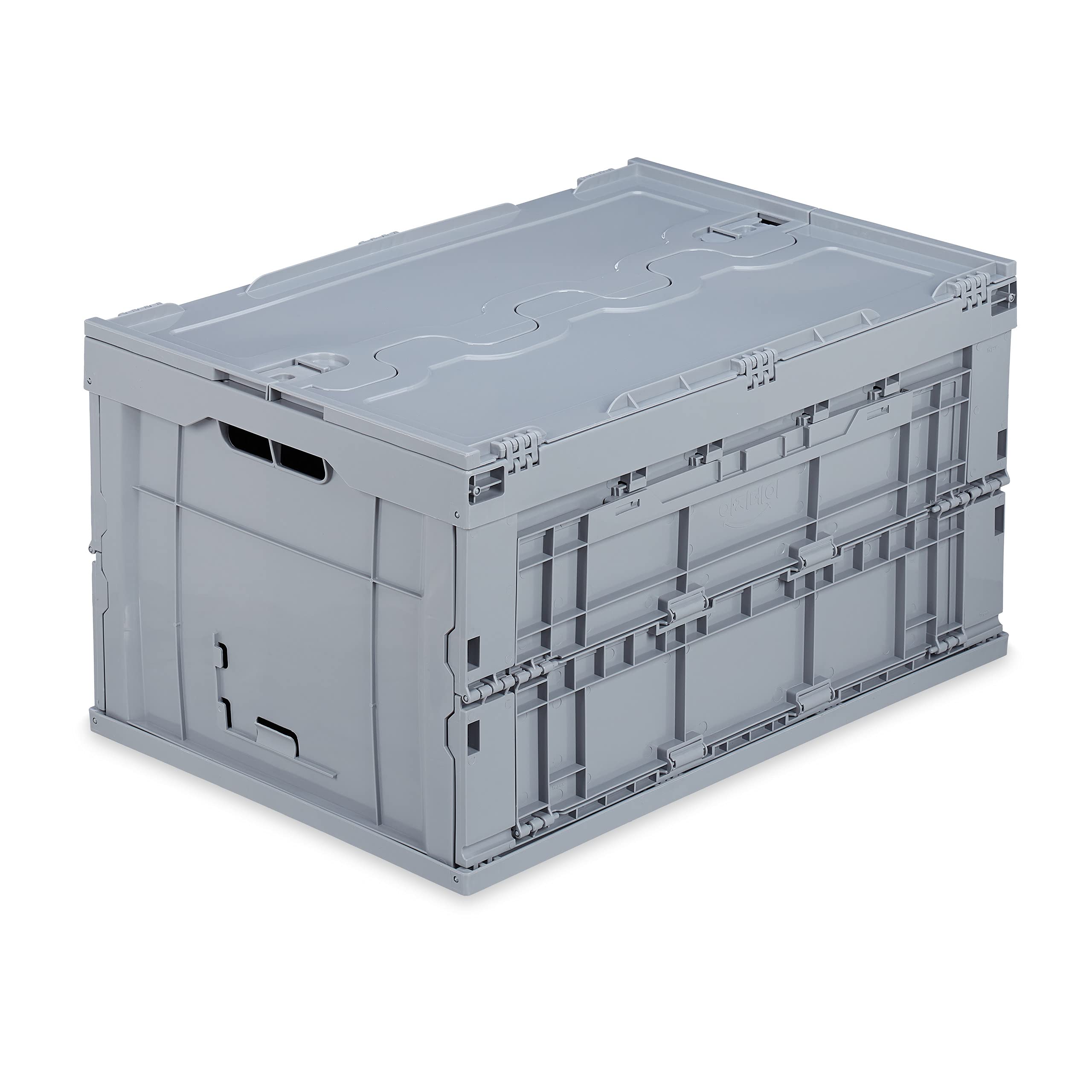 Relaxdays Professional Storage Box, Sturdy, Commercial Crate, Lidded, 32.5x58x39.5cm, Grey