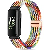 Oanux Elastic Magnetic Braided Compatible with Fitbit Inspire 3/Fitbit Inspire 2 Bands, Nylon Stretchy Sport Strap Replacement Wristband for Inspire 3/2 Women Men