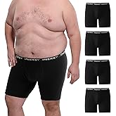 INNERSY Men's Big and Tall Boxer Briefs Cotton Moisture Wicking Underwear 4-Pack