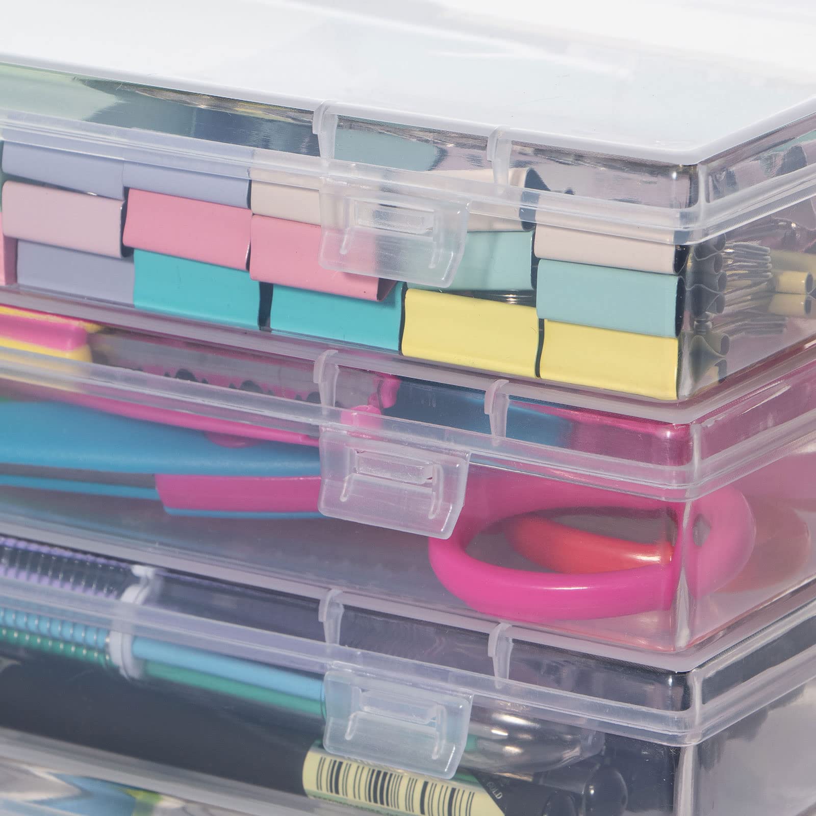 Katfort Clear Container with Lid, 4 Packs Rectangular Storage Containers Plastic Storage Box 7.1''×4.6''×1.2'' Small Clear Storage Box for Storage, Beads, Crafts Accessories