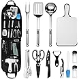 Odoland 14pcs Camping Kitchen Utensils Set, Portable Outdoor Cooking Utensil Mess Kit with Water Resistant Organizer Case for