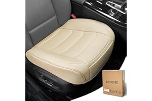BOPUOVRE Car Seat Cover for Luxury & Comfort - PU Leather, Anti-Slip, Full Wrap Protection with Storage Pocket for Bottom Cushion - Universal Fit for 95% of Vehicles (Beige,1 Piece)
