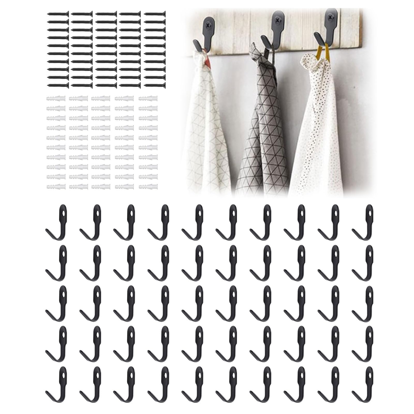 BigKing Mini Screw Hooks, Small Single Stainless Steel Hooks No Rust，Wall Mounted Coat Screws Clothes Hook for Bedroom Entryway Closet Kitchen Office(50Pcs)
