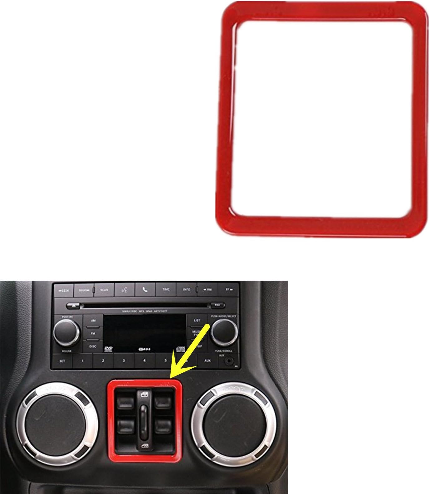 AVOMAR Interior ABS Window Button Cover Trim for 2011-2017 Jeep Wrangler JK& Unlimited (Red)