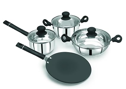 Pristine Induction Compatible 7 PCS Combo Cookware Set with Bakelite Handle