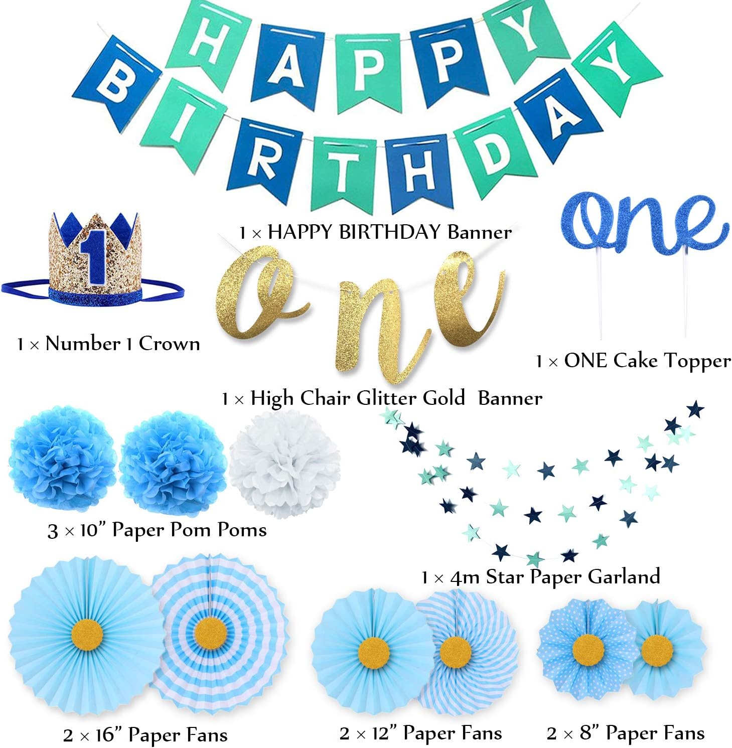 Amazon Com Party Inspo 1st Birthday Boy Decorations Baby Boy