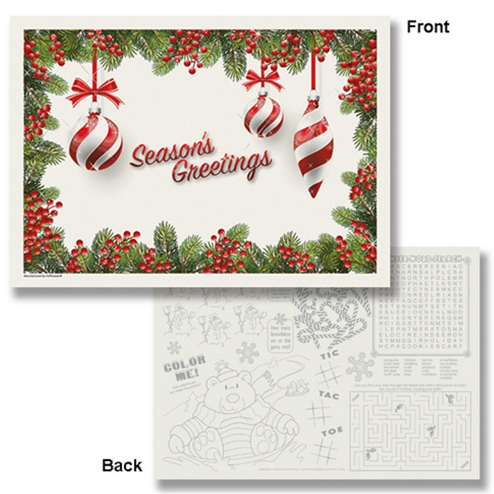 Merry Christmas Poinsettia Paper Placemats 9.75 x 14 (50