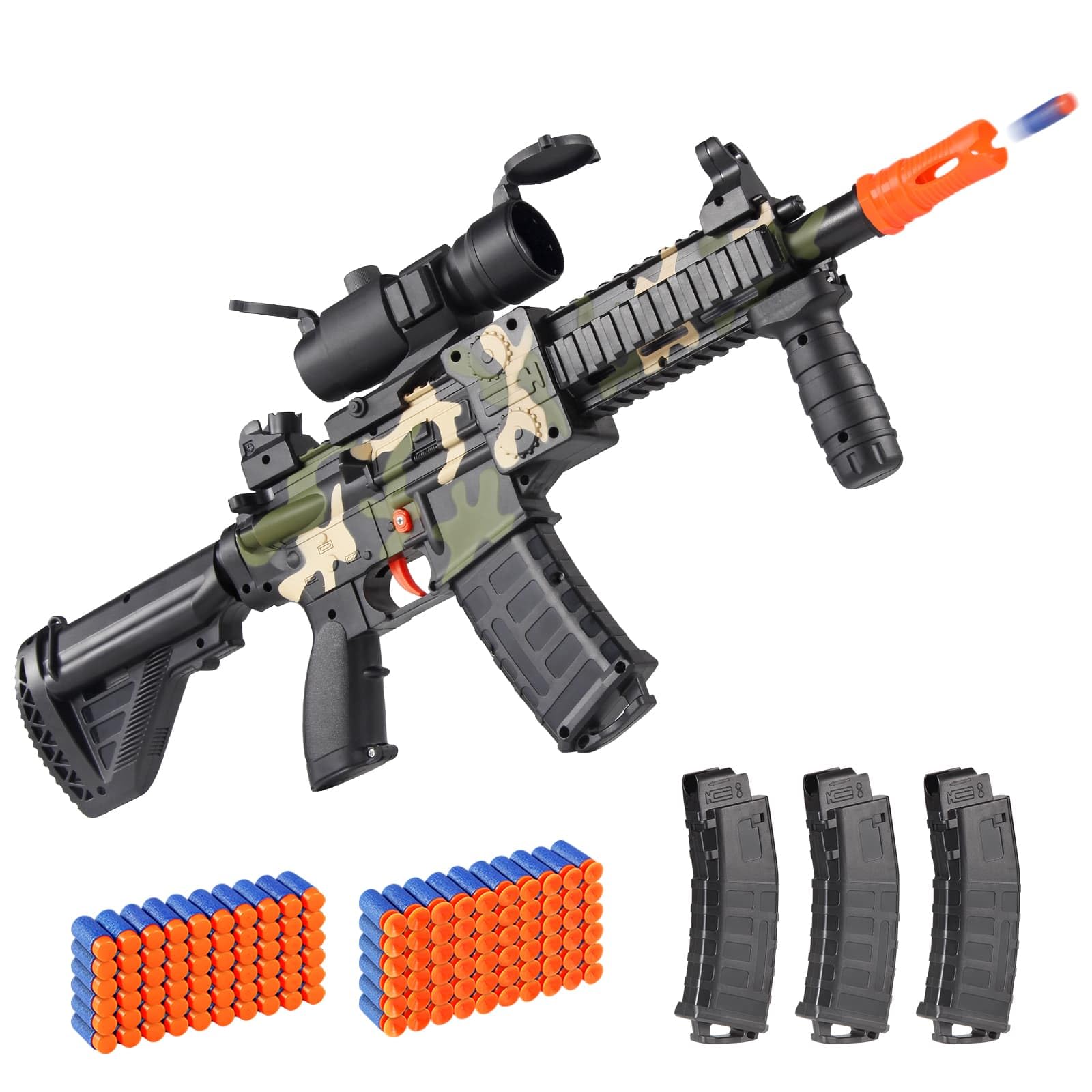 Photo 1 of *** MAJOR DAMAGE***Realistic Toy Foam Blaster Gun - Electric Sniper Rifle with Scope 120 Soft Bullets 3 Magazines, Automatic Dart Gun for Boy Ages 8-12 Years Old, Indoor Outdoor Gifts for Adult Kid Christmas Birthday