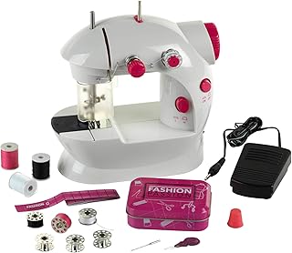 Theo Klein 7901 Fashion Passion Nähmaschine I Mit Fußpedal, 2 Geschwindigkeitsstufen und vielem Zubehör I Batterie-und Handbetrieb I Maße: 19,5 cm x 12,5 cm x 20 cm I Spielzeug für Kinder ab 8 Jahren