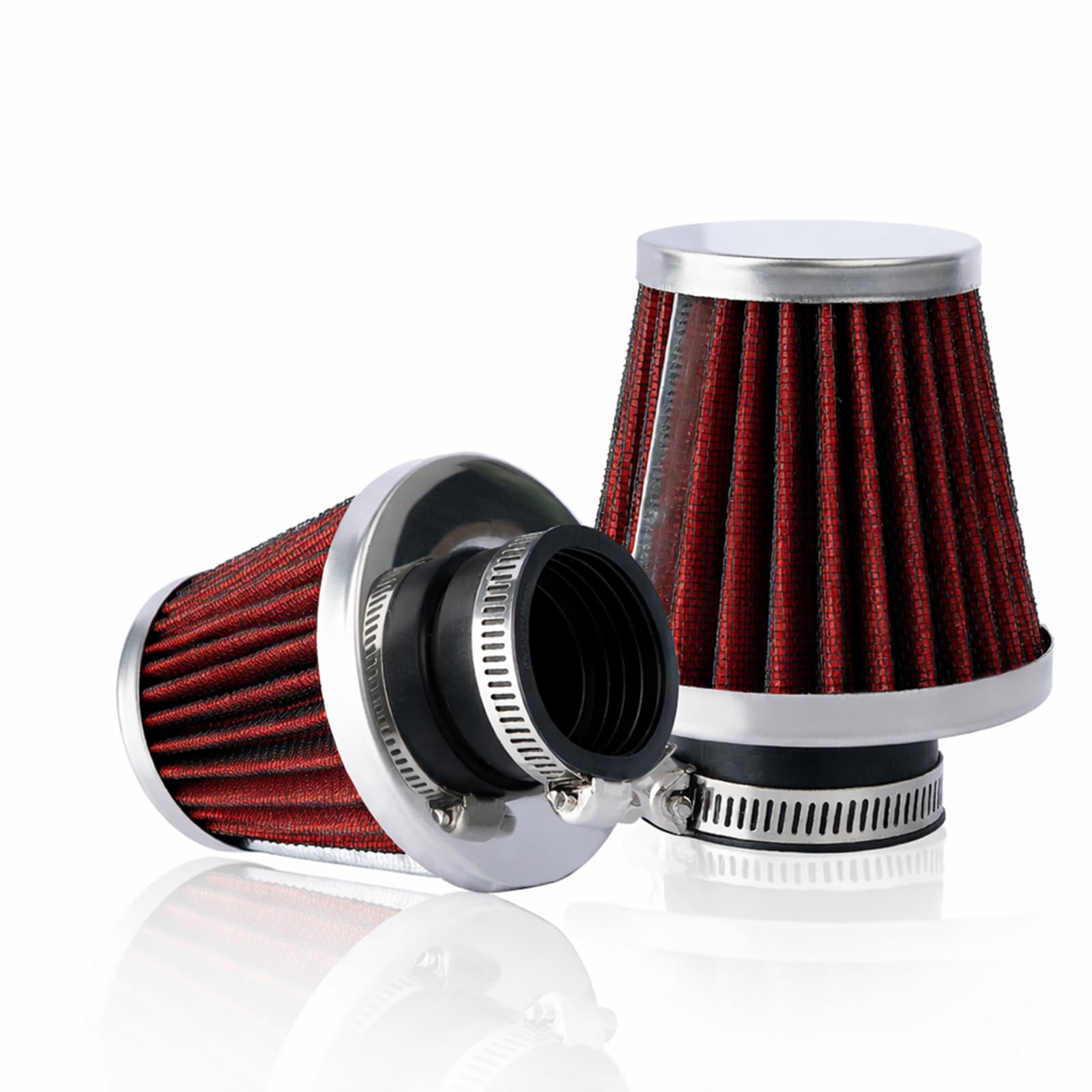 Evermotor motorbike air filter Universal Double Layer Steel Air Filter 48mm 49mm 50mm for Motorcycle car Scooter ATV Moped red